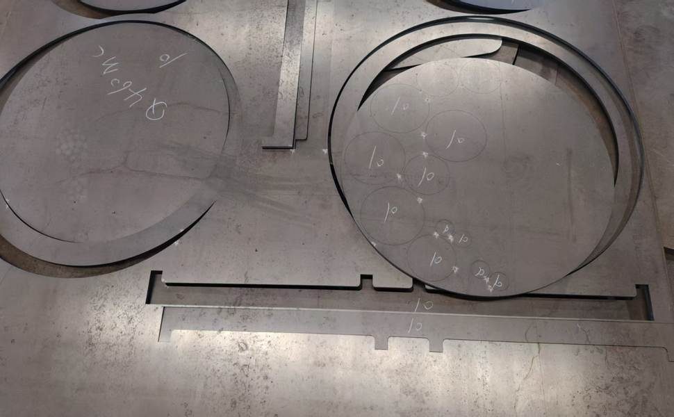 Nested circular profiles cut from structural steel plate